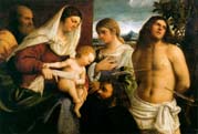 holy family with saint catherine saint sebastian and a donor